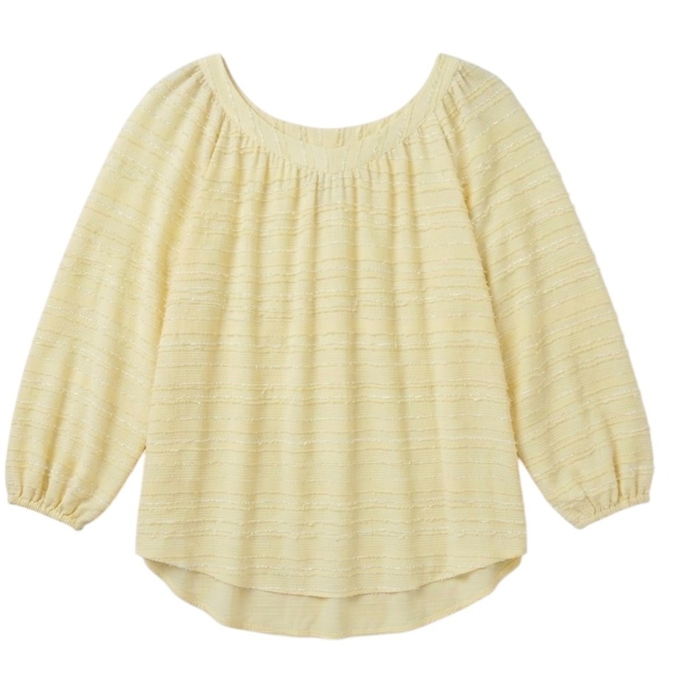 LC Lauren Conrad Butter Yellow Blouse 3/4 Sleeve Peasant Top Business Casual XL